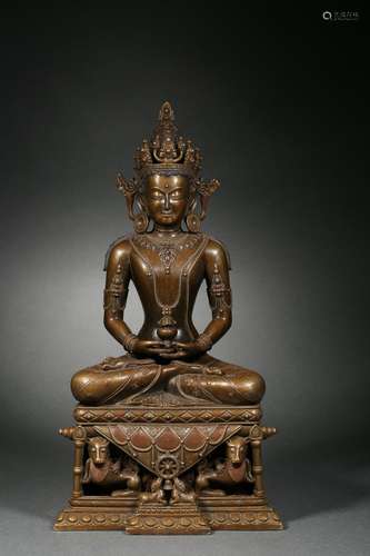 A gilt-bronze statue of Amitabha