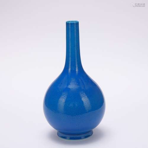 A blue glazed 'dragon' long-necked vase