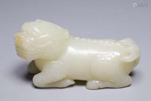 A hetian white jade beast type ornament