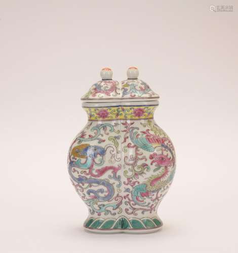 A famille-rose 'dragon and phoenix' vase