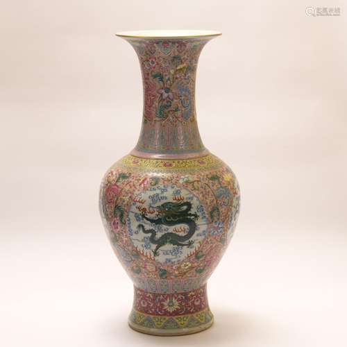 A famille-rose 'dragon and floral' vase