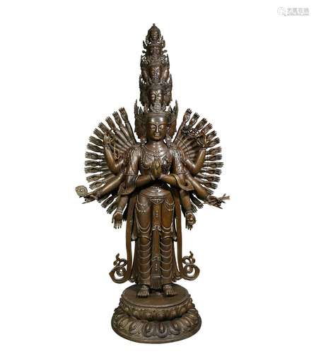 A bronze statue of Thousand-hand Bodhisattva