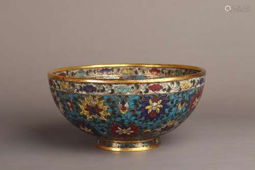 A Cloisonne enamel 'floral' bowl