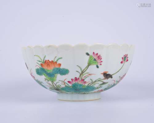 A famille-rose 'floral and birds' bowl