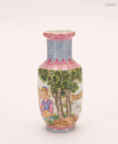 An enamel 'figure' vase