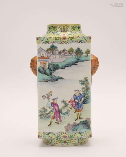 A famille-rose 'figure' vase