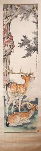 A 'sika deer' painting painted by Liu kuiling