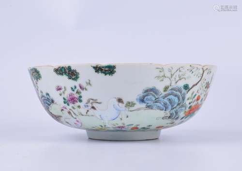 A famille-rose 'Three Rams Bring Bliss' bowl