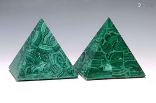 2 pyramids made of malachite