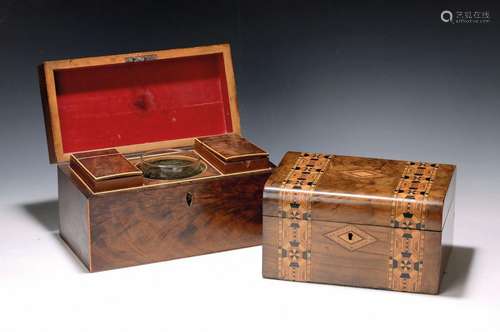 Two wooden caskets