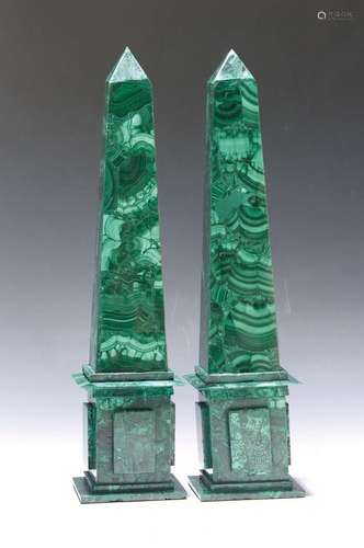 Pair of malachite obelisks