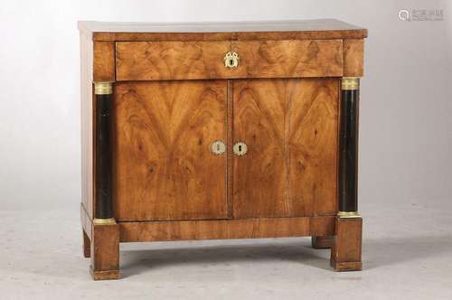 Biedermeier half cupboard with black half columns