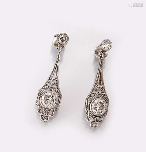 Pair of Art-Deco diamond-earrings