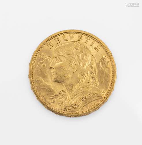 Gold coin 20 Swiss Francs 1910