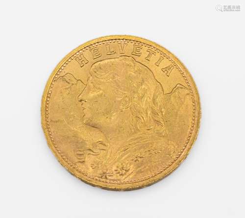 Gold coin 20 Swiss Francs 1935