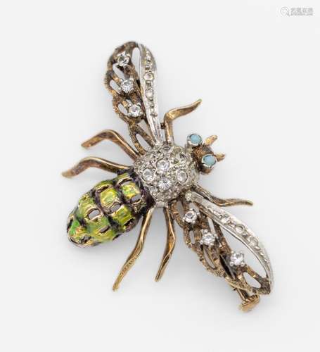 Unusual brooch "bug" , 925er Sterling silvergilt, ...