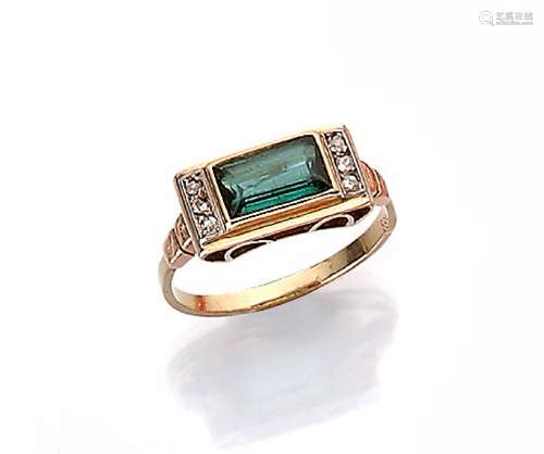 14 kt gold tourmaline-diamond-ring