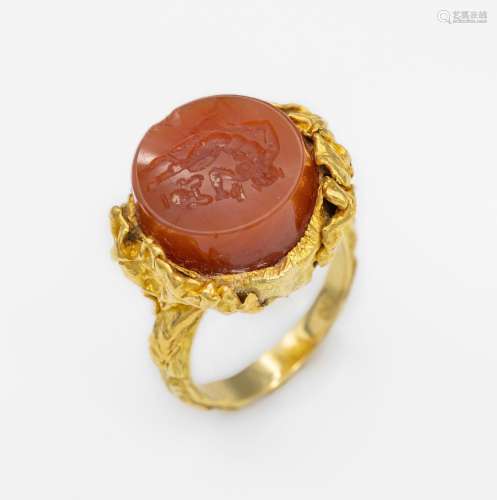18 kt gold carnelian-ring