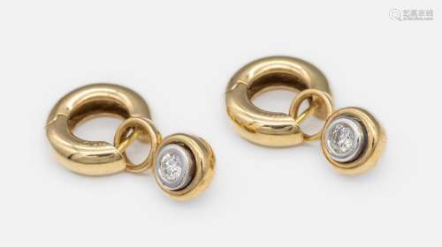 Pair of 14 kt gold brilliant-earrings