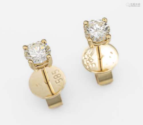 Pair of 14 kt gold brilliant-earrings