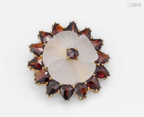 Garnet-rock crystal-brooch