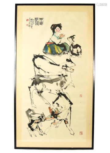 Cheng Shifa Ink & Watercolor Painting of Women