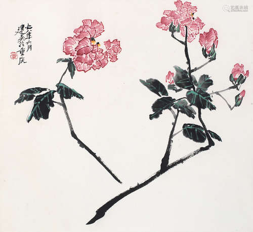 冯建吴 芙蓉 设色纸本 镜心