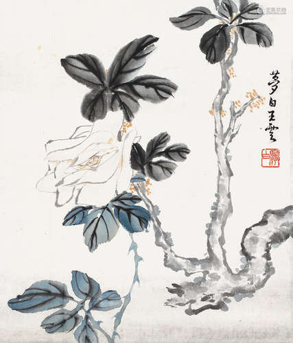 王梦白 花卉 设色纸本 立轴