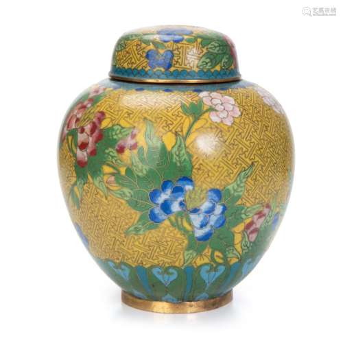CHINESE YELLOW CLOISONNE JAR