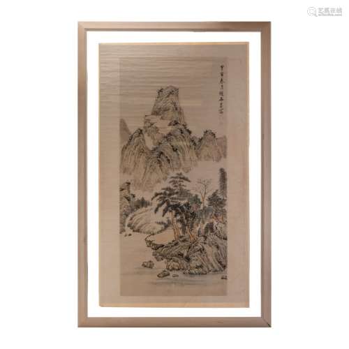 CHINESE PAINT ON PAPER FRAMED SCROLL