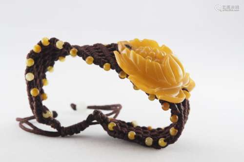 Natural amber flower bracelet