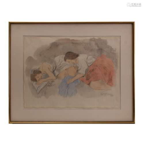 Raphael Soyer (1899-1987, American), Watercolor