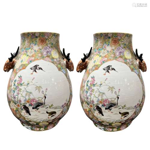 Pair of Chinese Famiile Rose Vases