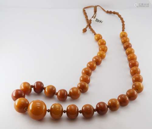 Natural old amber graduated bead necklace
