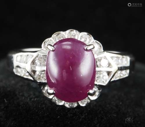 Natural ruby and diamond ring