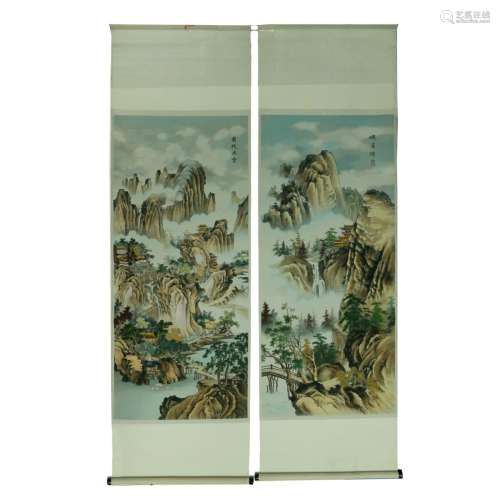 PAIR OF CHINESE WOVEN TAPESTRY SCROLLS