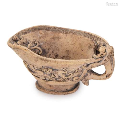 CHINESE EARTHENWARE QILIN LIBATION CUP