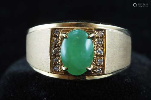 Natural jadeite and diamond ring