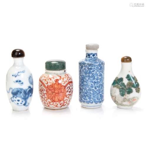 GROUP OF FOUR CHINESE PORCELAIN SNUFF BOTTLES