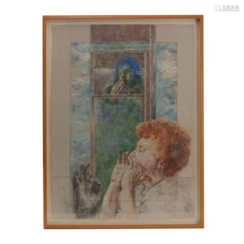 Joyce Treiman (1922-1991) Oil pastel and pencil