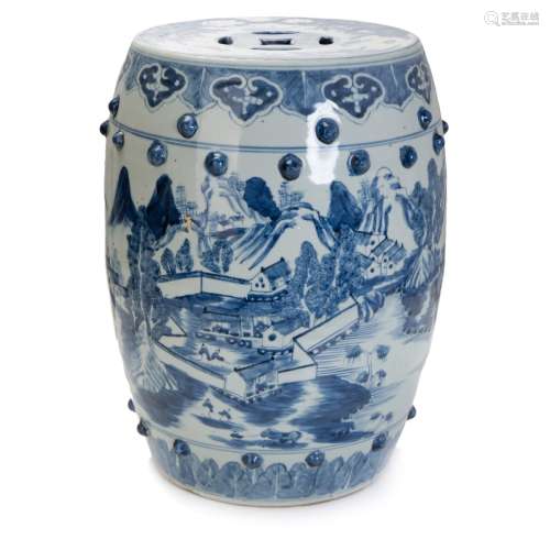 CHINESE PORCELAIN BLUE AND WHITE GARDEN STOOL
