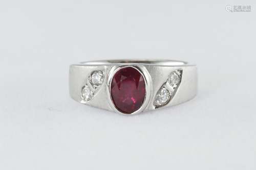 Natural ruby and diamond ring