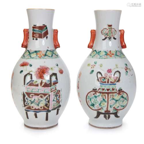 PAIR CHINESE FAMILLE ROSE VASES