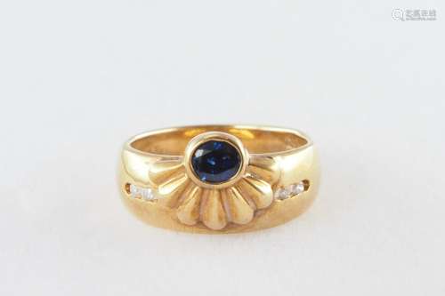 Natural blue sapphire and diamond ring