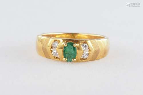 Natural  emerald and diamond ring