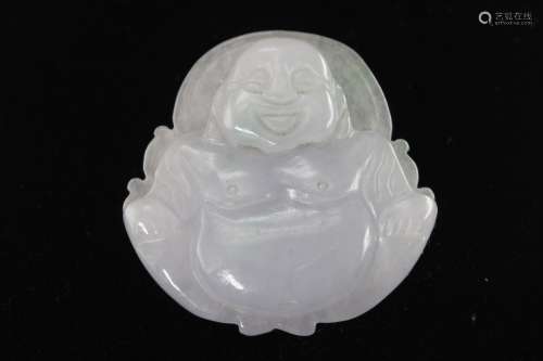 Natural jadeite laughing Buddha pendant