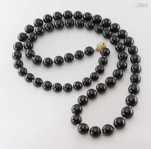 Natural black jade beads necklace