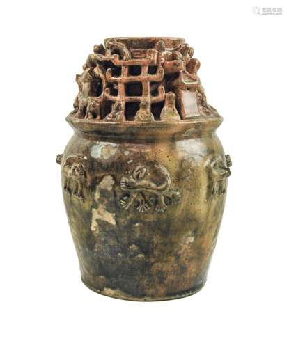 Song Dynasty Style  Celadon Pottery Figural Vase