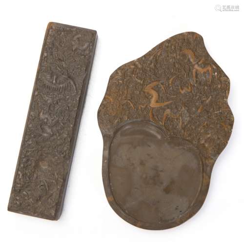 CHINESE INK STONE AND SCROLL WEIGHT