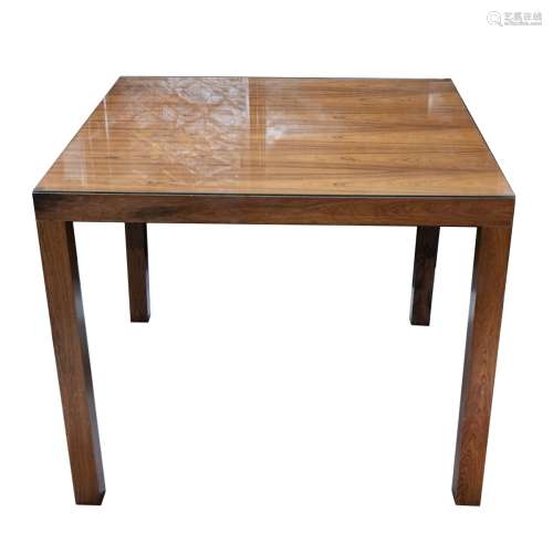 Square Rosewood Table Glass Top